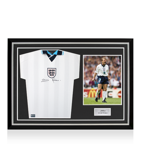 Stuart Pearce Front Signed England 1996 Home Shirt In Hero Frame: Option 1