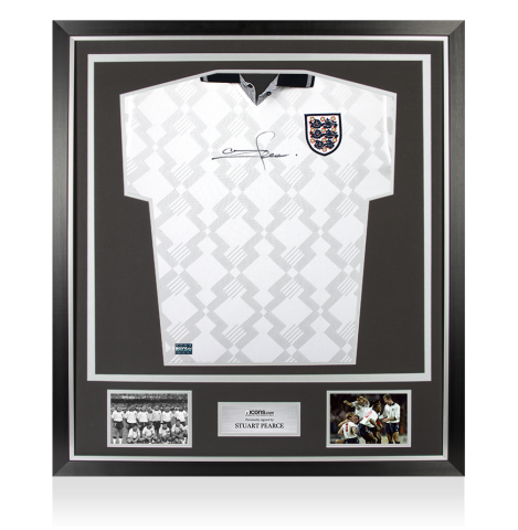 Stuart Pearce Front Signed England 1990 Home Shirt In Classic Frame