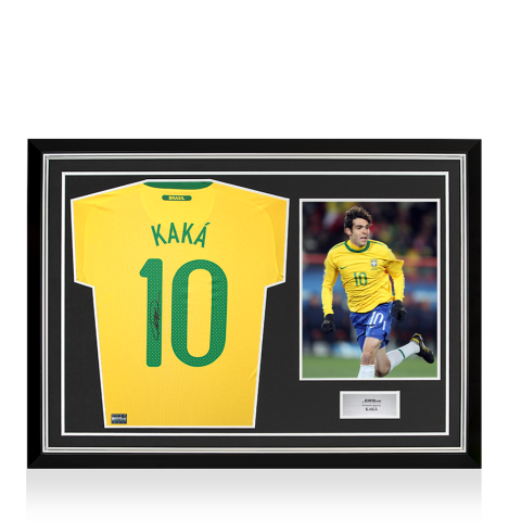 Kaka Back Signed Brazil 2010-11 Home Shirt In Hero Frame: Option 1