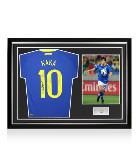Kaka Back Signed Brazil 2010-11 Away Shirt In Hero Frame: Option 1