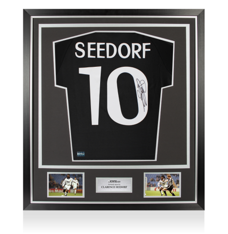 Clarence Seedorf Back Signed Real Madrid 1999 Reissue Away Shirt In Classic Frame