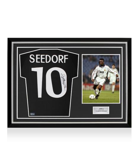 Clarence Seedorf Back Signed Real Madrid 1999 Reissue Away Shirt In Hero Frame: Option 1
