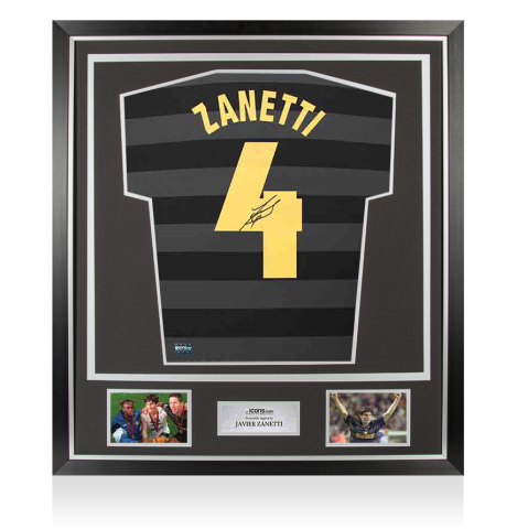 Javier Zanetti Back Signed Internazionale 1998 UEFA Cup Final Shirt In Classic Frame
