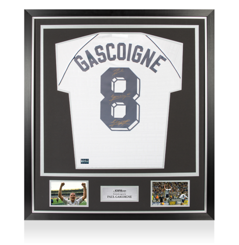 Paul 'Gazza' Gascoigne Back Signed Tottenham Hotspur 1991 Home Shirt In Classic Frame Paul 'Gazza' Gascoigne Back Signed Tottenham Hotspur 1991 Home Shirt In Classic Frame