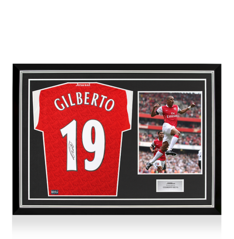 Gilberto Silva Back Signed Arsenal 2025-26 Home Shirt In Hero Frame: Option 1