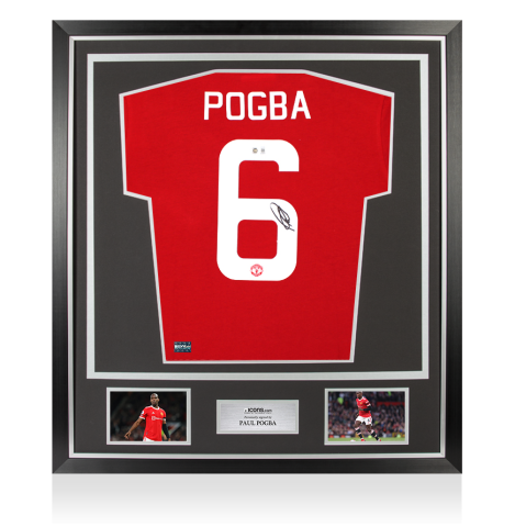 Paul Pogba Back Signed Manchester United DNA T-Shirt In Classic Frame