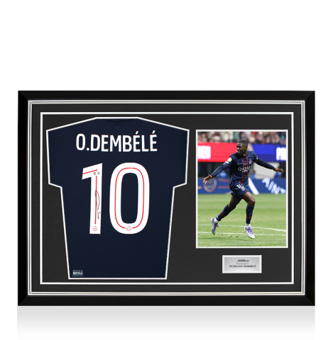Ousmane Dembele Back Signed Paris Saint-Germain 2025-26 Home Shirt In Hero Frame: Option 1