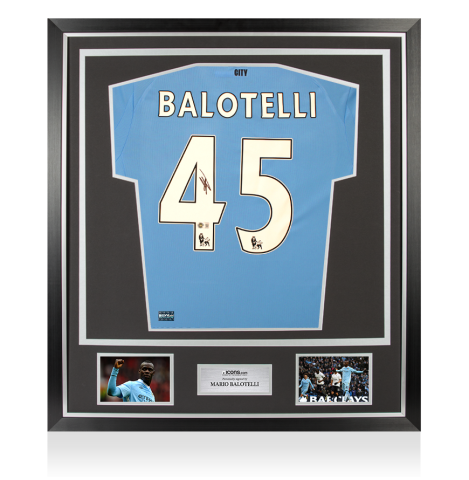 Mario Balotelli Back Signed Manchester City 2025-26 Home Shirt In Classic Frame