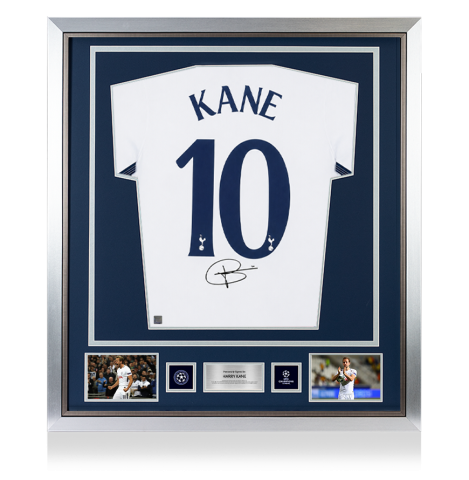 PRE-ORDER Harry Kane Official UEFA Champions League Back Signed and Framed Tottenham Hotspur 2017-18 Home Shirt