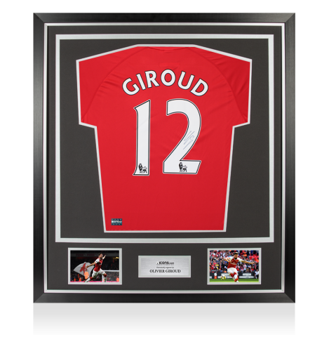 Olivier Giroud Back Signed Arsenal Poly T-Shirt In Classic Frame