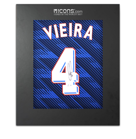 Patrick Vieira Back Signed France 2026 Home Shirt with Fan Style Number In Deluxe Packaging