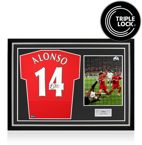 Xabi Alonso Back Signed Liverpool FC 2005 Home Shirt In Hero Frame: Option 1- Istanbul Edition