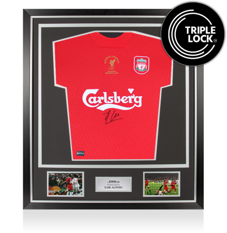 Xabi Alonso Front Signed Liverpool FC 2005 Home Shirt In Classic Frame: Istanbul Edition