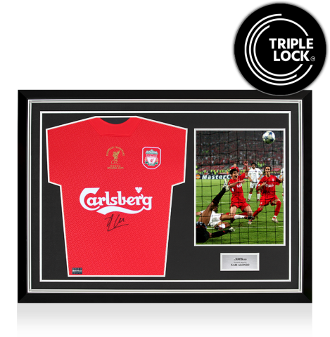 Xabi Alonso Front Signed Liverpool FC 2005 Home Shirt In Hero Frame: Option 1 - Istanbul Edition