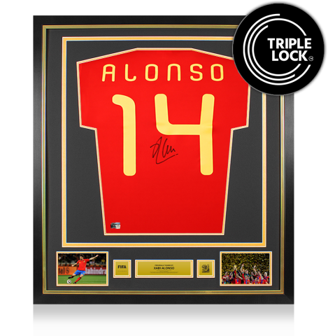 Xabi Alonso Official 2010 FIFA World Cup&trade; Back Signed and Framed Spain 2010 Home Shirt