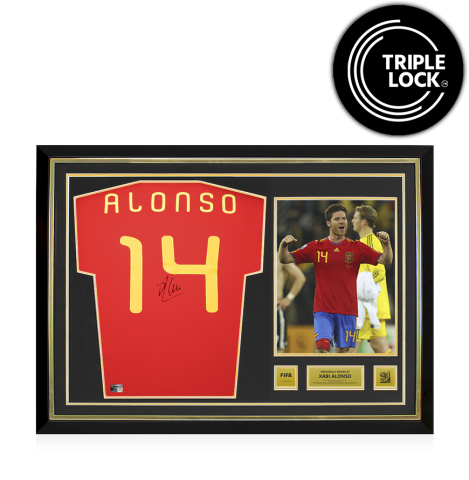 Xabi Alonso Official 2010 FIFA World Cup™ Back Signed and Hero Framed Spain 2010 Home Shirt