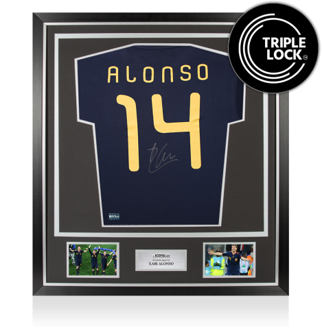 Xabi Alonso Back Signed Spain 2010 Away Shirt In Classic Frame