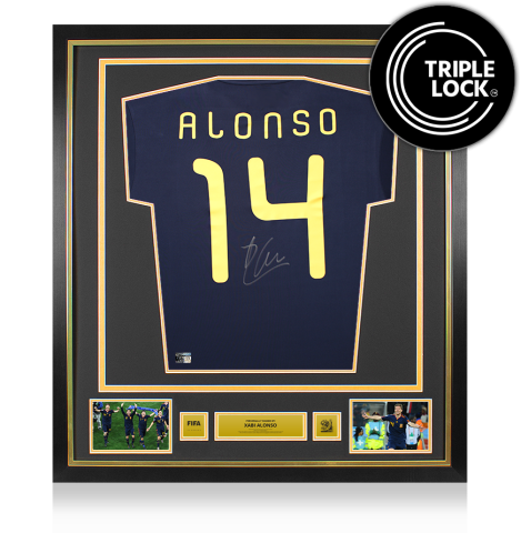 Xabi Alonso Official 2010 FIFA World Cup™ Back Signed and Framed Spain 2010 Away Shirt