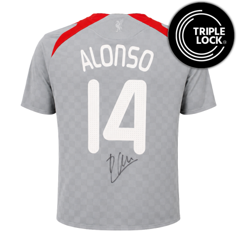 Xabi Alonso Back Signed Liverpool FC 2008-09 Away Shirt In Deluxe Packaging