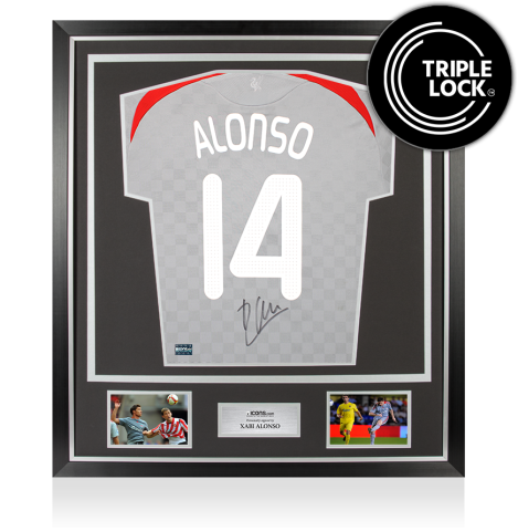 Xabi Alonso Back Signed Liverpool FC 2008-09 Away Shirt In Classic Frame