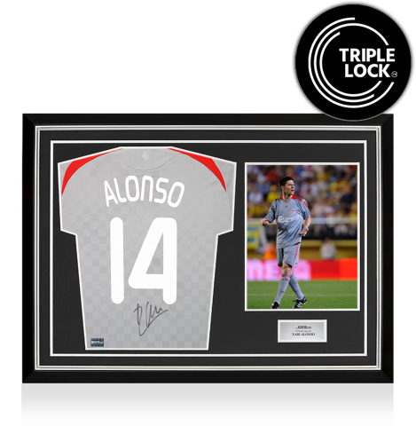 Xabi Alonso Back Signed Liverpool FC 2008-09 Away Shirt In Hero Frame: Option 1