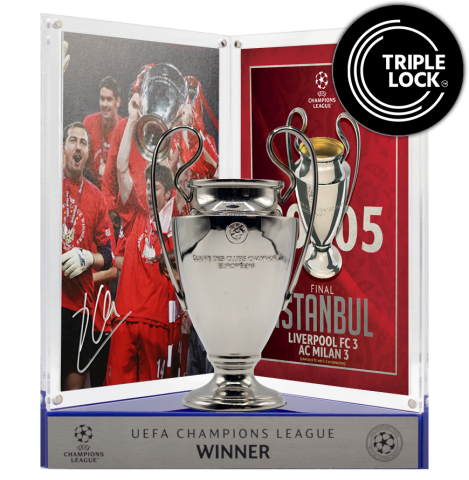 Xabi Alonso Official UEFA Champions League Signed 3D Mini Replica Trophy on Stand: 2005 Winner