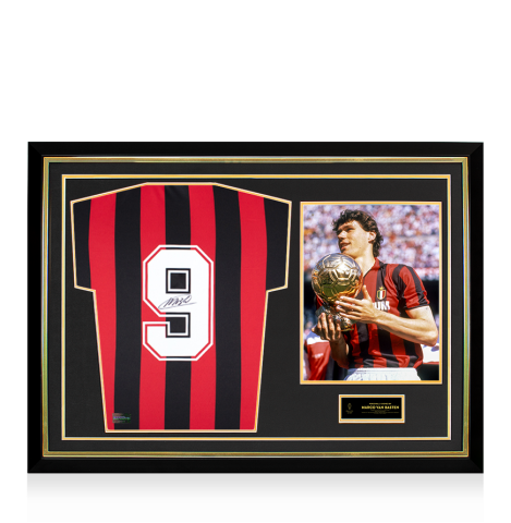 Marco van Basten Official Ballon d'Or™ Back Signed and Hero Framed AC Milan 1988 Home Shirt