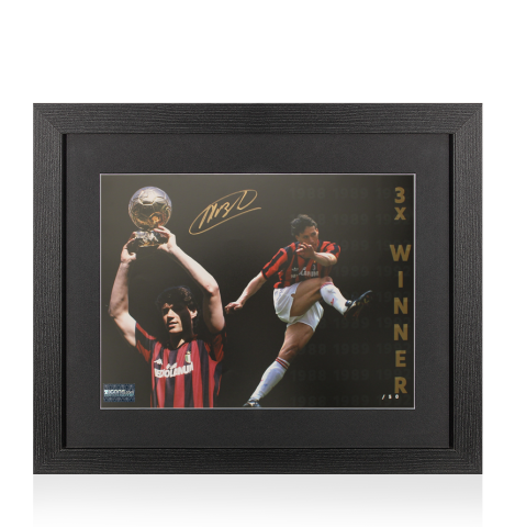 Marco van Basten Signed AC Milan Montage Photo In Black Wooden Frame