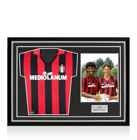 Frank Rijkaard & Marco van Basten Dual Signed AC Milan 1988 Home Shirt In Hero Frame: Option 1