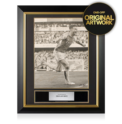 Declan Rice signed original Arsenal artwork by Del Llewellyn