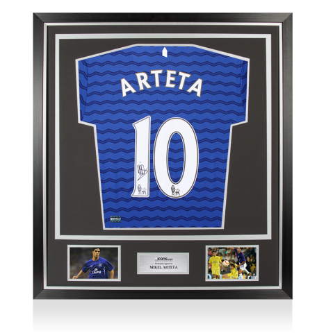 Mikel Arteta Back Signed Everton 2025-26 Home Shirt In Classic Frame