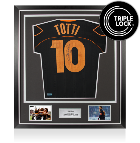 Francesco Totti Back Signed AS Roma 1999-00 Third  Shirt In Classic Frame