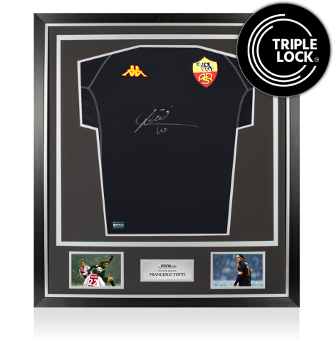 Francesco Totti Front Signed AS Roma 2002-03 Third Shirt In Classic Frame