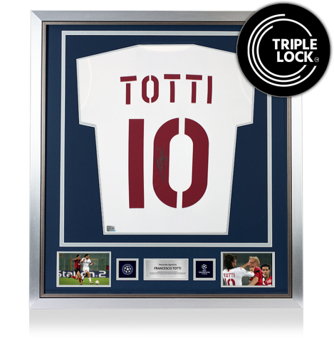Francesco Totti Official UEFA Champions League Back Signed and Framed AS Roma 2003-04 Away Shirt
