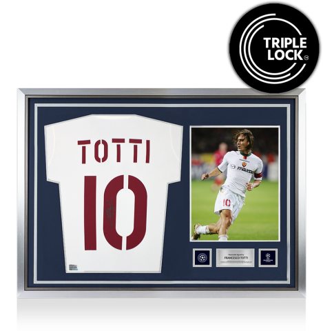 Francesco Totti Official UEFA Champions League Back Signed and Hero Framed AS Roma 2003-04 Away Shirt