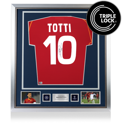 Francesco Totti Official UEFA Champions League Back Signed and Framed AS Roma 2008-09 Home Shirt