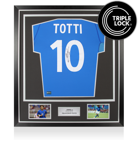 Francesco Totti Back Signed Italy 2002 Home Shirt In Classic Frame