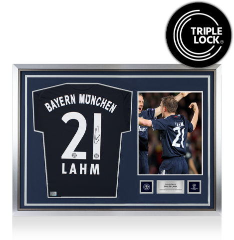 Philipp Lahm Official UEFA Champions League Back Signed and Hero Framed FC Bayern Munich 2008-09 Away Shirt