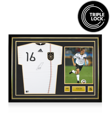 Philipp Lahm Official 2010 FIFA World Cup™ Front Signed and Hero Framed Germany 2010-11 Home Shirt