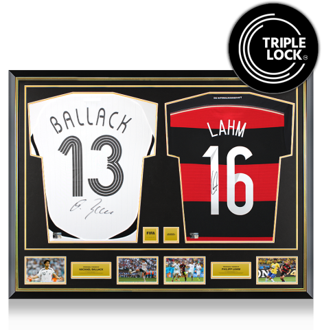 Michael Ballack & Philipp Lahm Official FIFA World Cup™ Signed and Dual Framed Germany Shirts