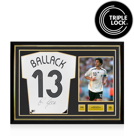 Michael Ballack Official 2006 FIFA World Cup™ Back Signed and Hero Framed Germany 2005-07 Home Shirt