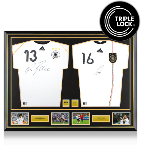 Michael Ballack & Philipp Lahm Official FIFA World Cup™ Signed and Dual Framed Germany Home Shirts