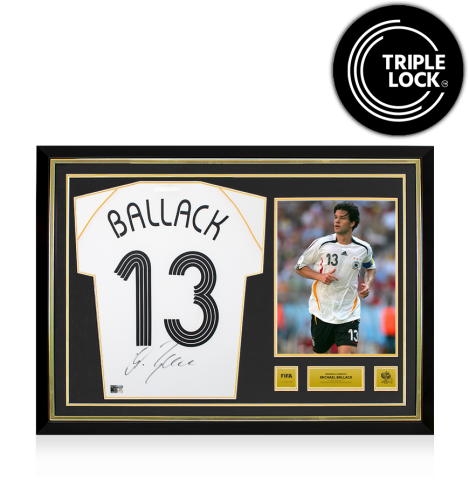 Michael Ballack Official 2006 FIFA World Cup™ Back Signed and Hero Framed Germany 2005-07 Basic Home Shirt