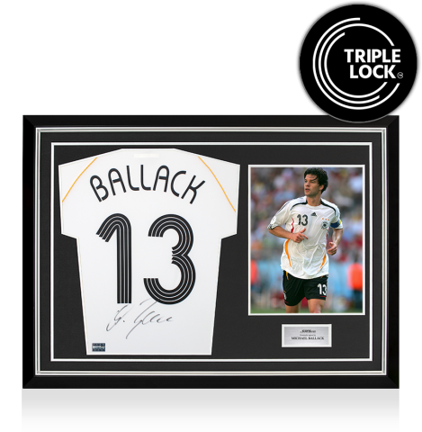 Michael Ballack Back Signed Germany 2005-07 Basic Home Shirt In Hero Frame: Option 1