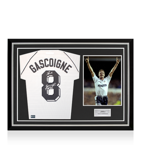 Paul Gascoigne Back Signed Totenham Hotspur 1991 Home Shirt In Hero Frame: Option 1