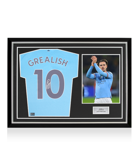 Jack Grealish Signed Manchester City 2022-23 Home Shirt In Hero Frame: Option 1
