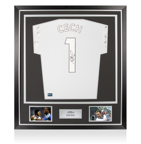 Petr Cech Back Signed Adidas White Goalkeeper Shirt In Classic Frame
