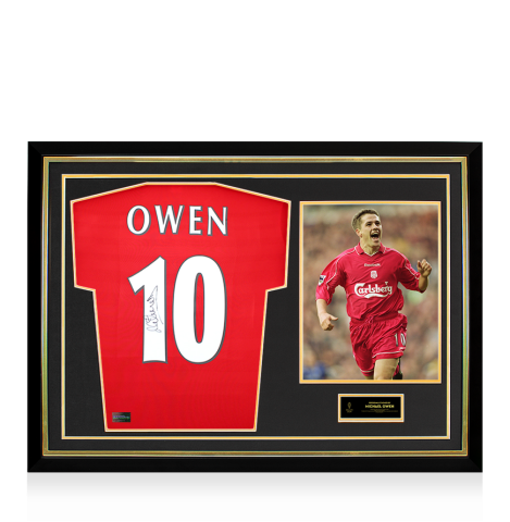 Michael Owen Official Ballon d'Or™ Signed & Framed Liverpool 1998-00 Home Shirt