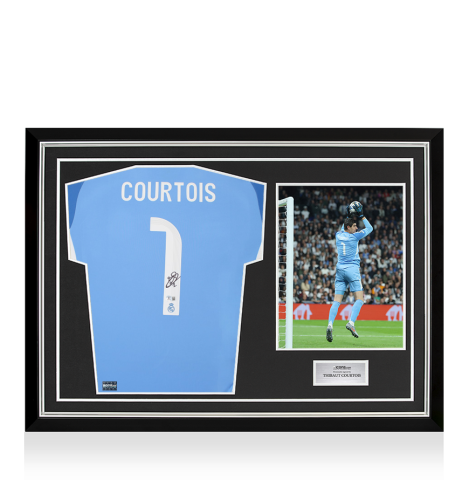 Thibaut Courtois Back Signed Real Madrid 2025-26 Goalkeeper Shirt In Hero Frame: Option 1