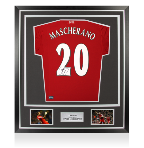 Javier Mascherano Back Signed Liverpool 2025-26 Home Shirt In Classic Frame
